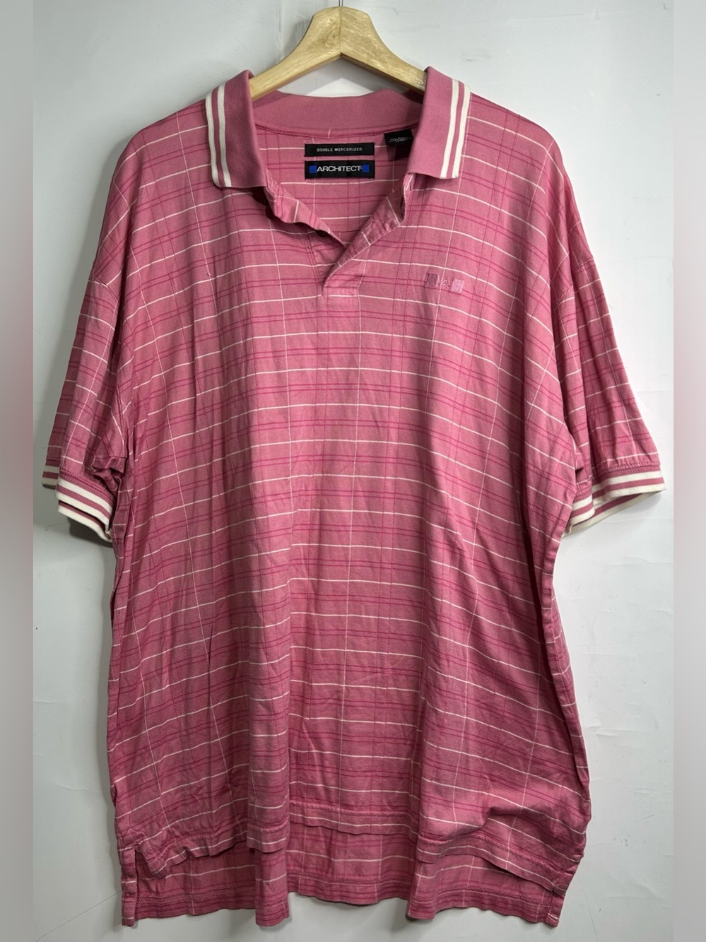 5 for $25🔥Architect Pink Striped Double Mercerized Polo Shirt Large